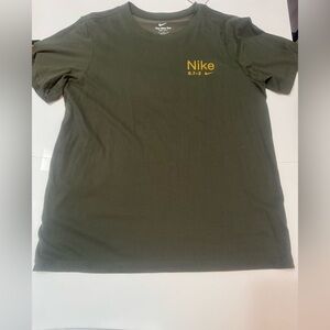 Nike Men's Dark Green Tee with Yellow Logo